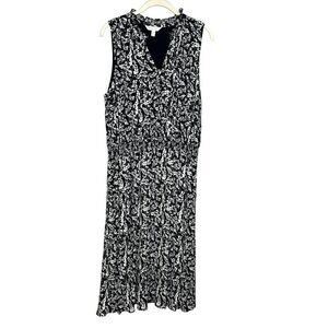 Garnet Hill Dress Womens Medium Floral Sleeveless Midi Pockets Viscose